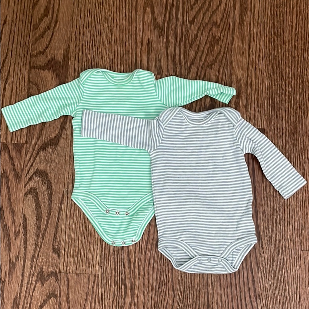 Primary Striped Long Sleeve Baby Bodysuits, 0-3m